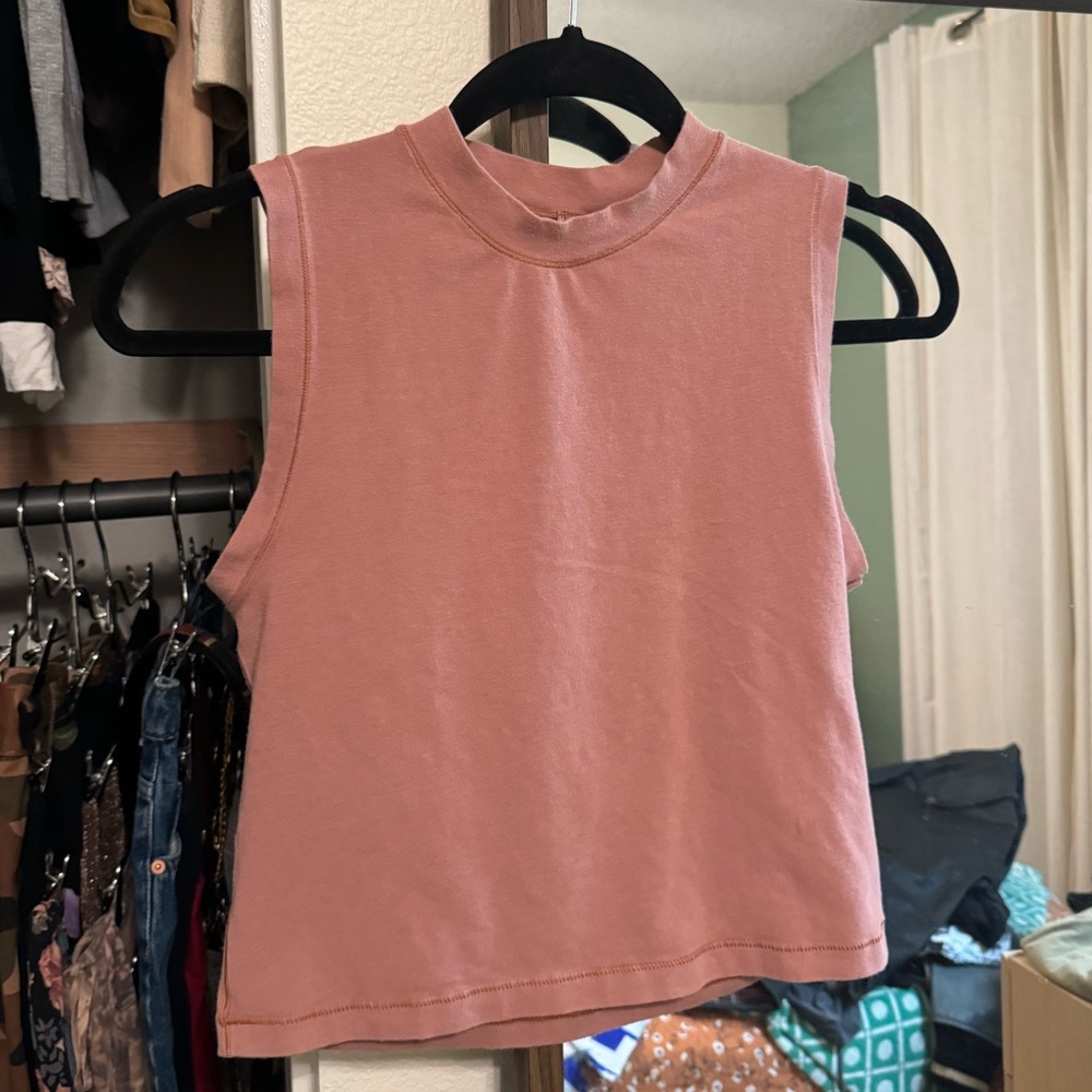 SKIMS Clay Sleeveless Cotton Mock Neck Tank Top Size XL